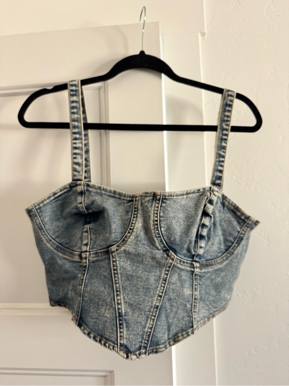 SHEIN Light Blue Denim Corset Camisole